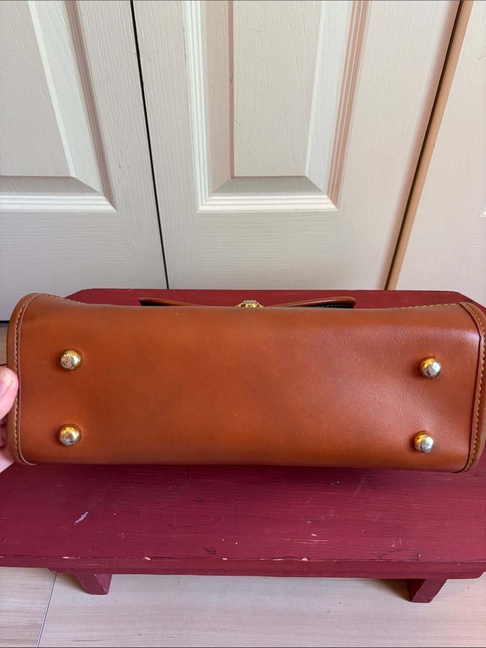Dooney & Bourke Green and Tan Leather Satchel Shoulder crossbody Bag - Picture 12 of 15